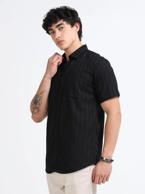 Men Premium Striped Short Sleeve Casual Shirt - Image 2