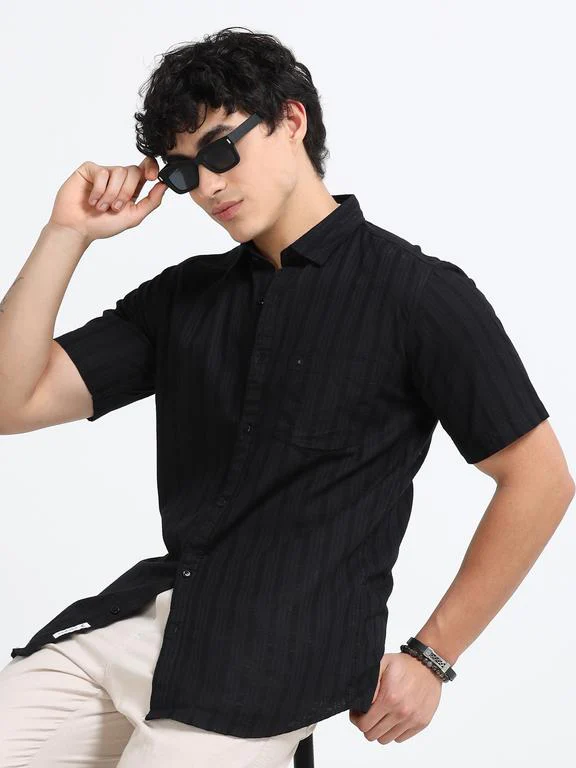 Men Premium Striped Short Sleeve Casual Shirt - Image 4