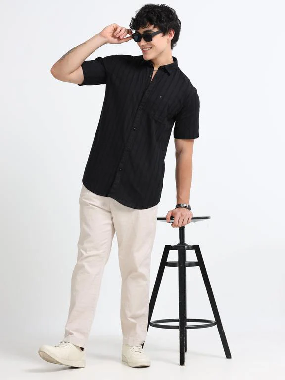Men Premium Striped Short Sleeve Casual Shirt - Image 7
