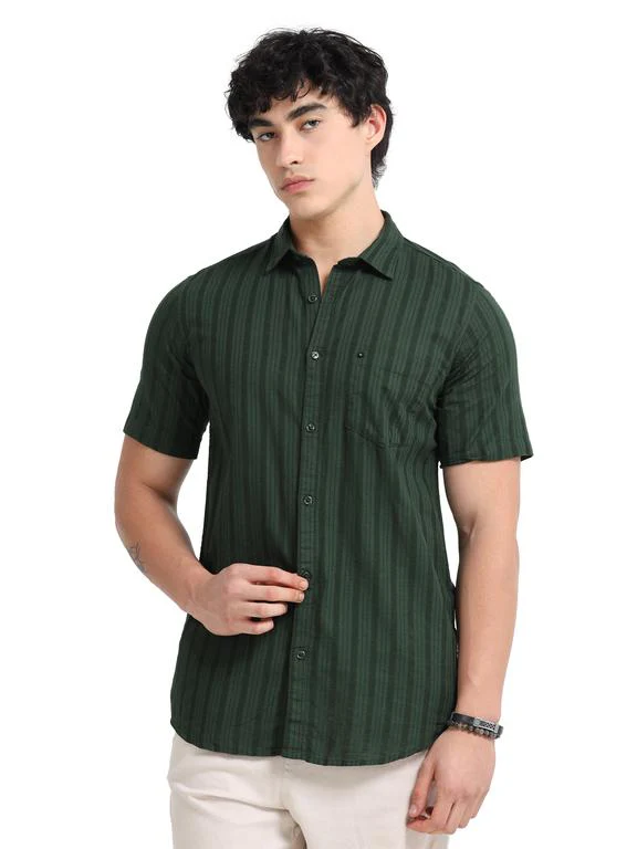 Men Premium Striped Short Sleeve Casual Shirt - Image 2