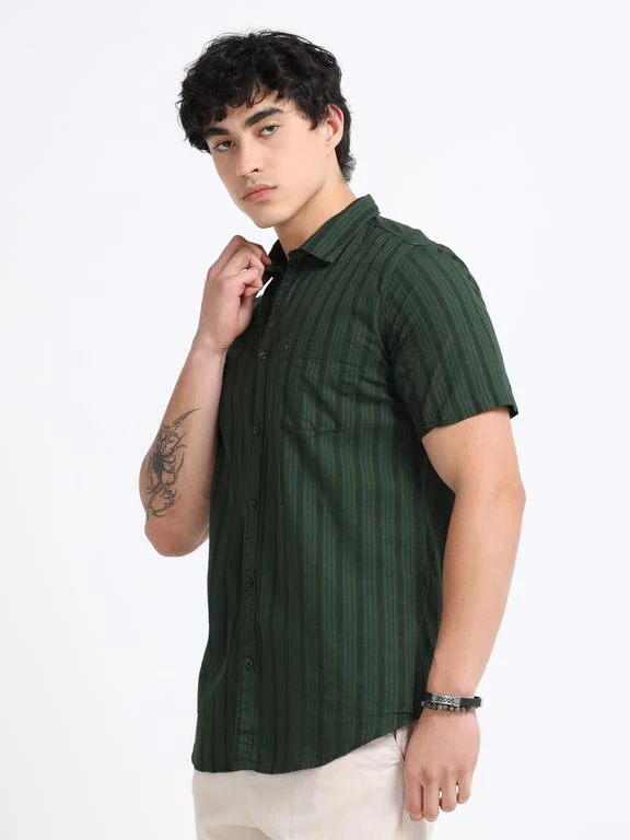 Men Premium Striped Short Sleeve Casual Shirt - Image 4