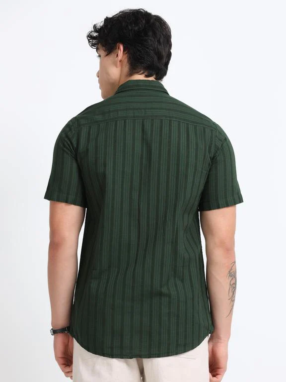 Men Premium Striped Short Sleeve Casual Shirt - Image 6
