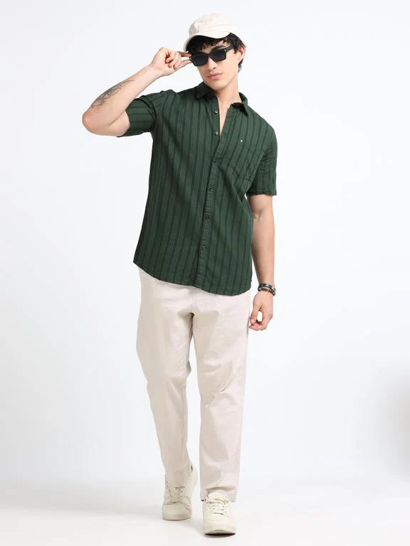 Men Premium Striped Short Sleeve Casual Shirt - Image 7