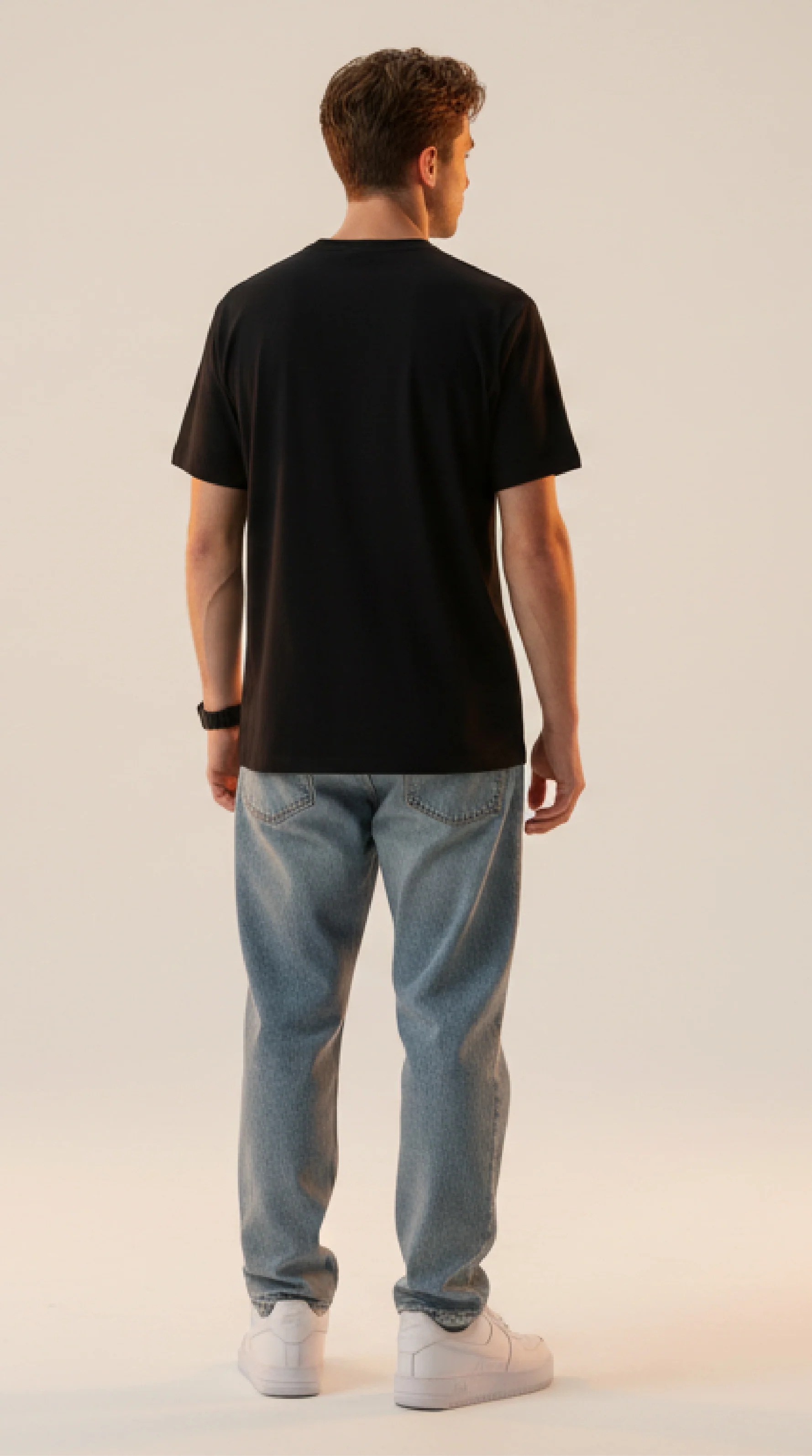 Men Printed Black Cotton Tshirt - Image 2