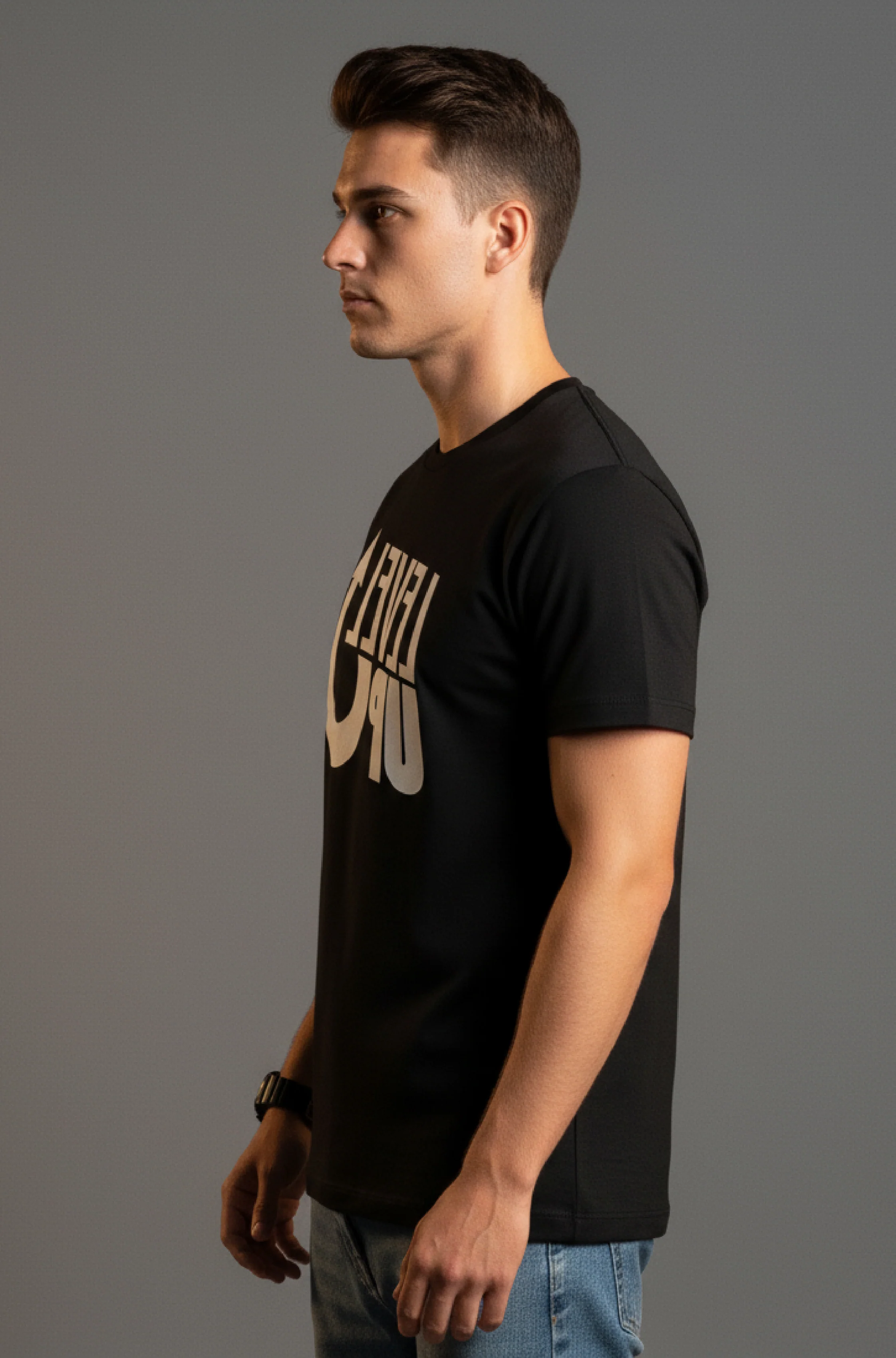 Men Printed Black Cotton Tshirt - Image 4