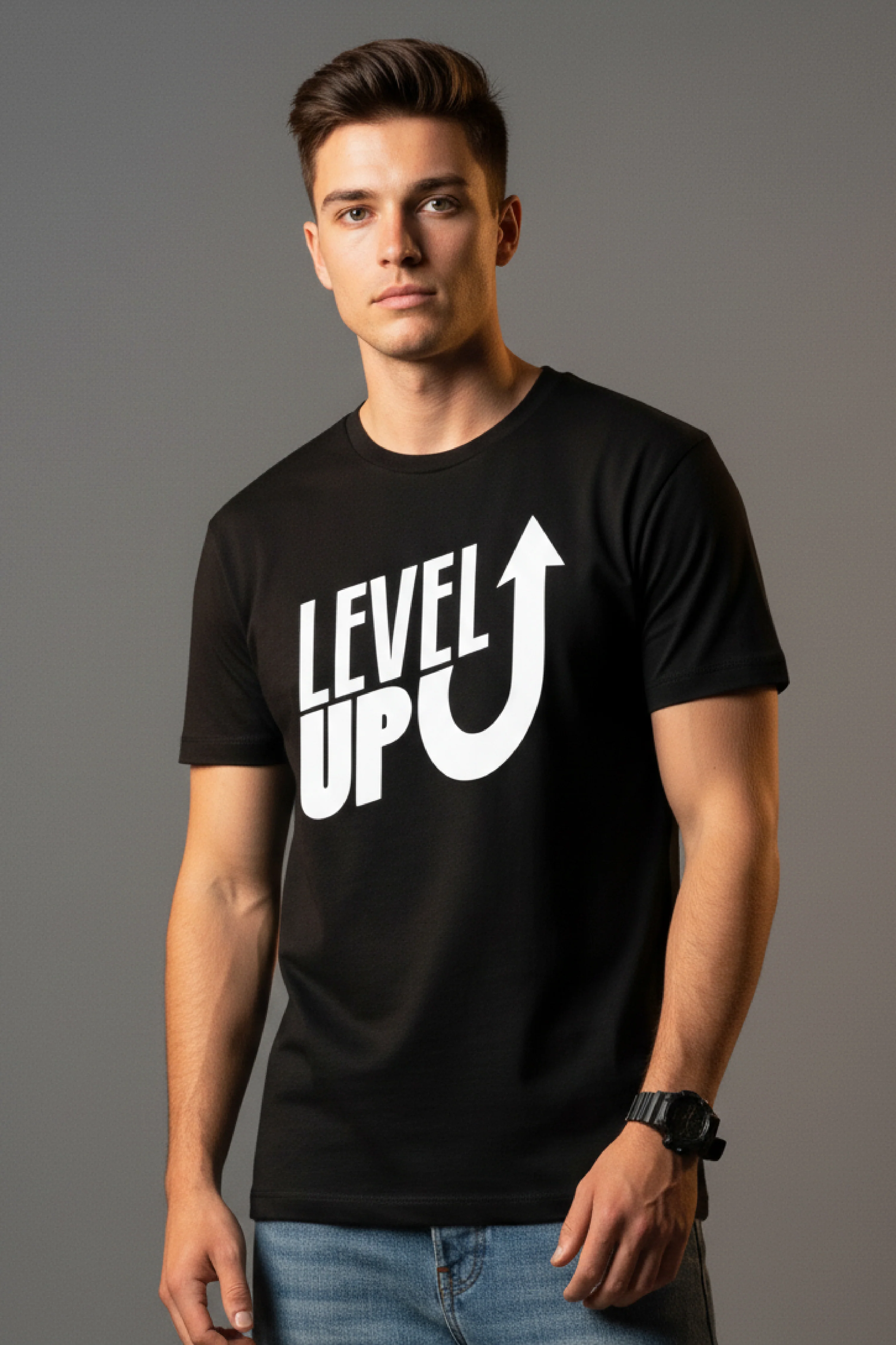 Men Printed Black Cotton Tshirt - Image 5