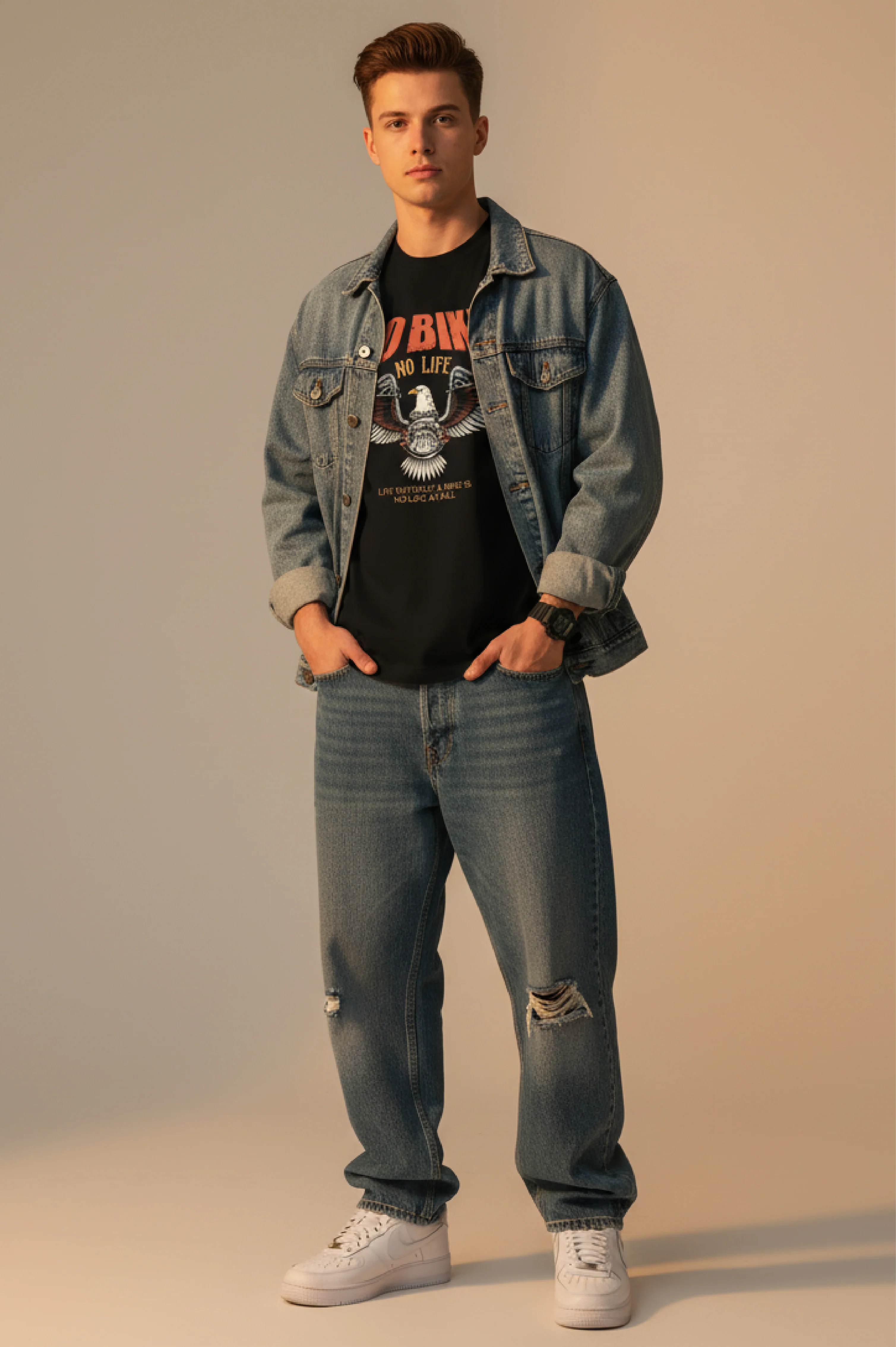 Men Printed Black Cotton Tshirt - Image 3