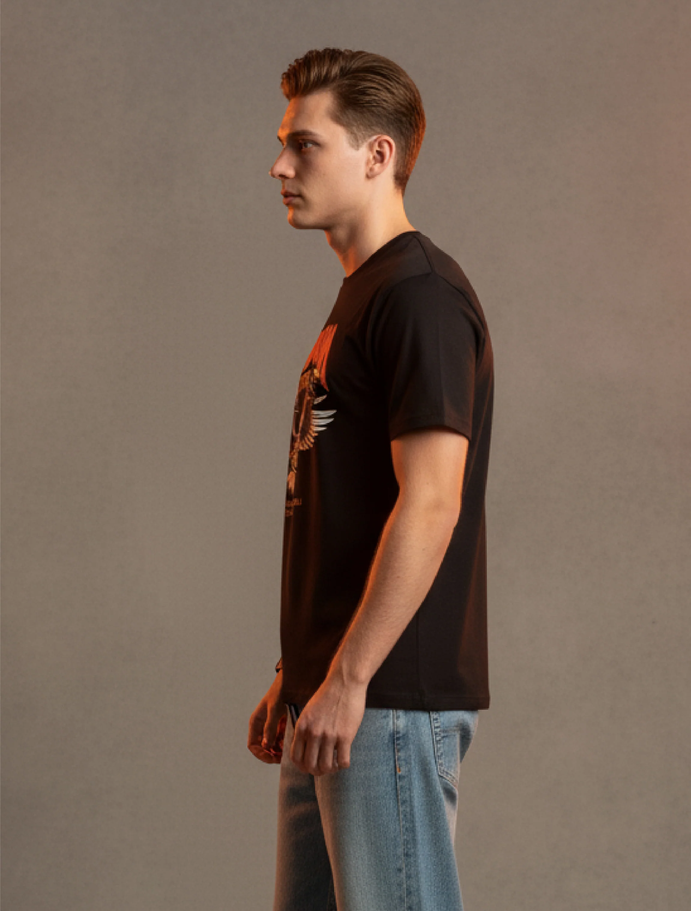 Men Printed Black Cotton Tshirt - Image 4