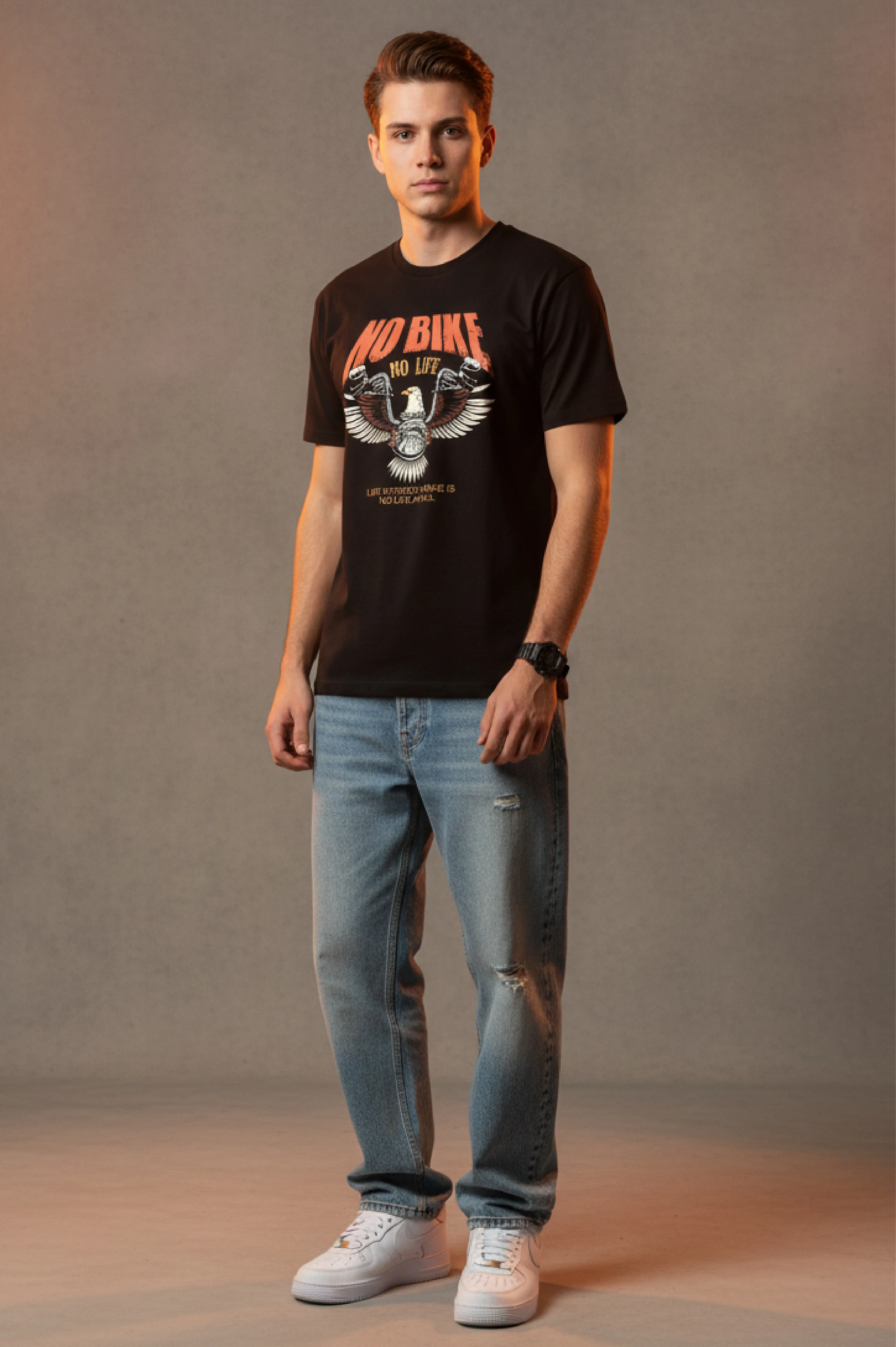 Men Printed Black Cotton Tshirt - Image 6