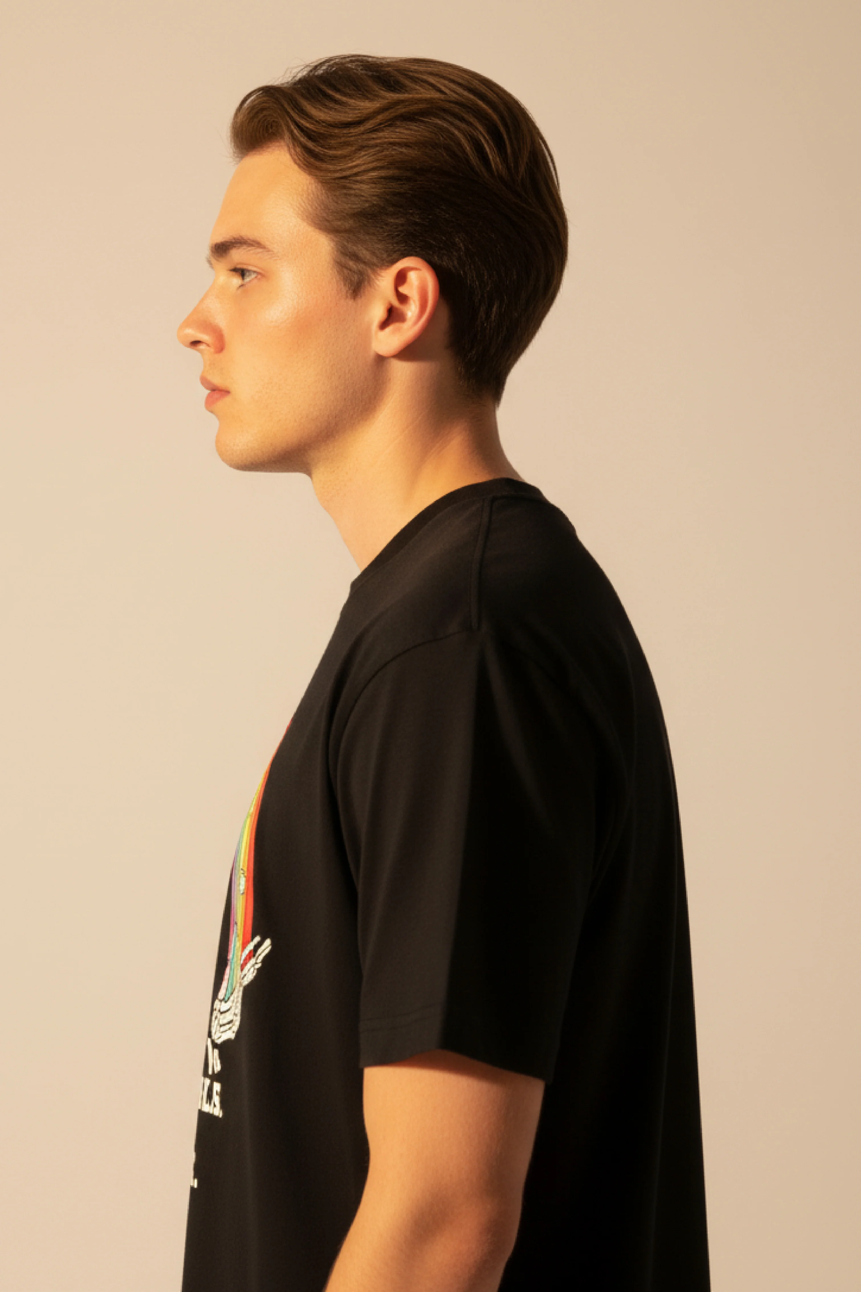 Men Printed Black Cotton Tshirt - Image 4