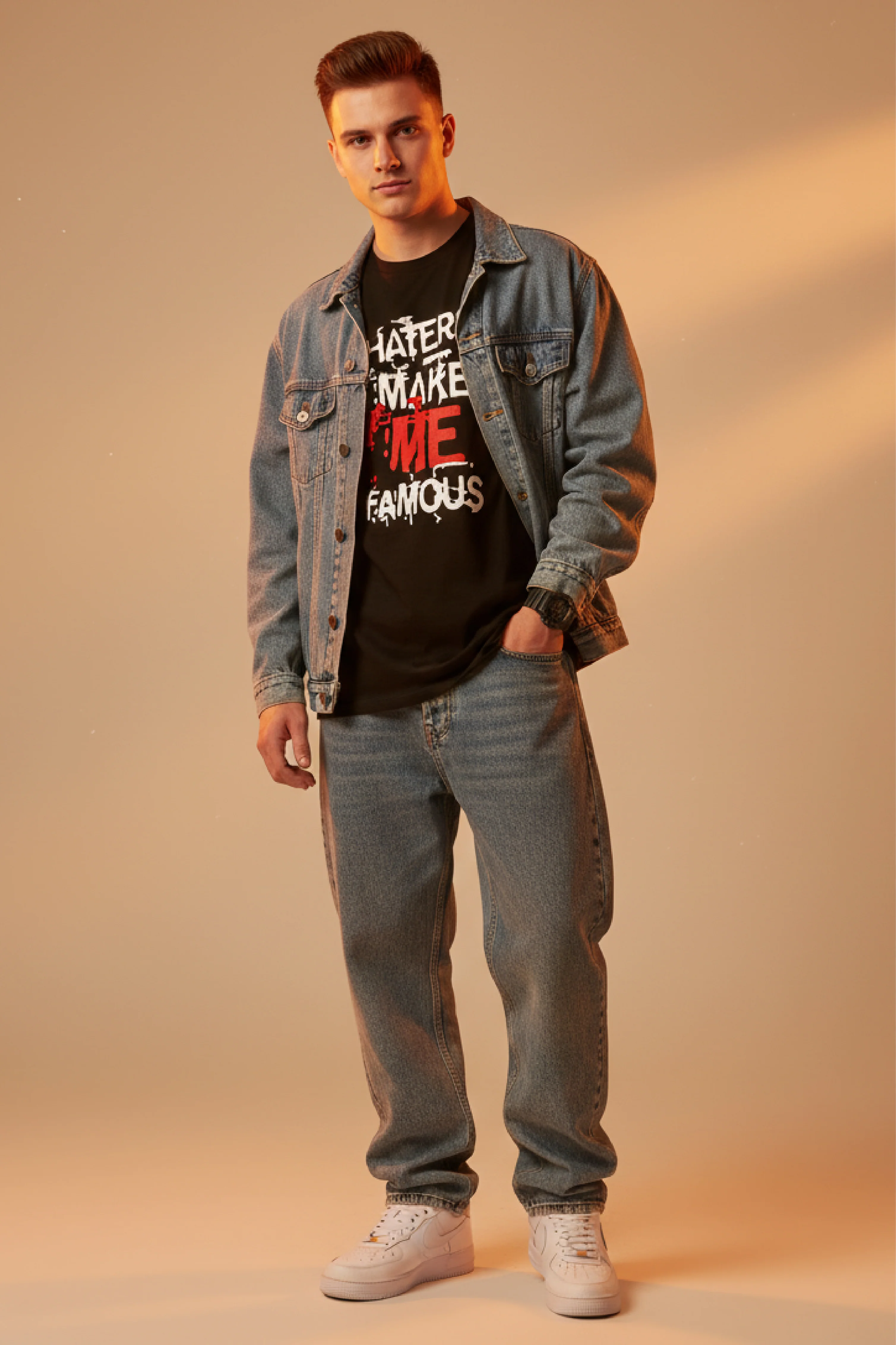 Men Printed Black Cotton Tshirt - Image 2