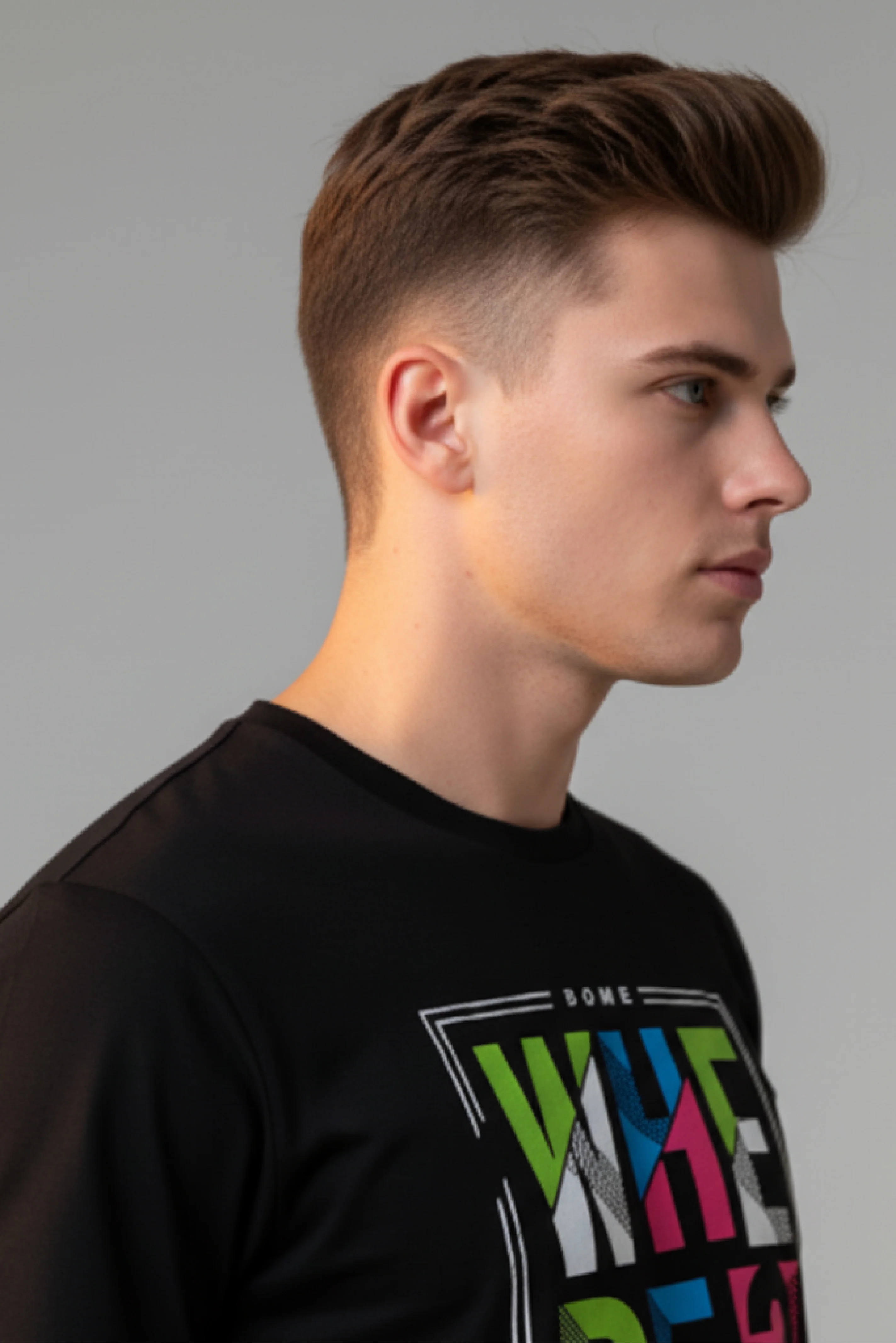 Men Printed Black Cotton Tshirt - Image 3