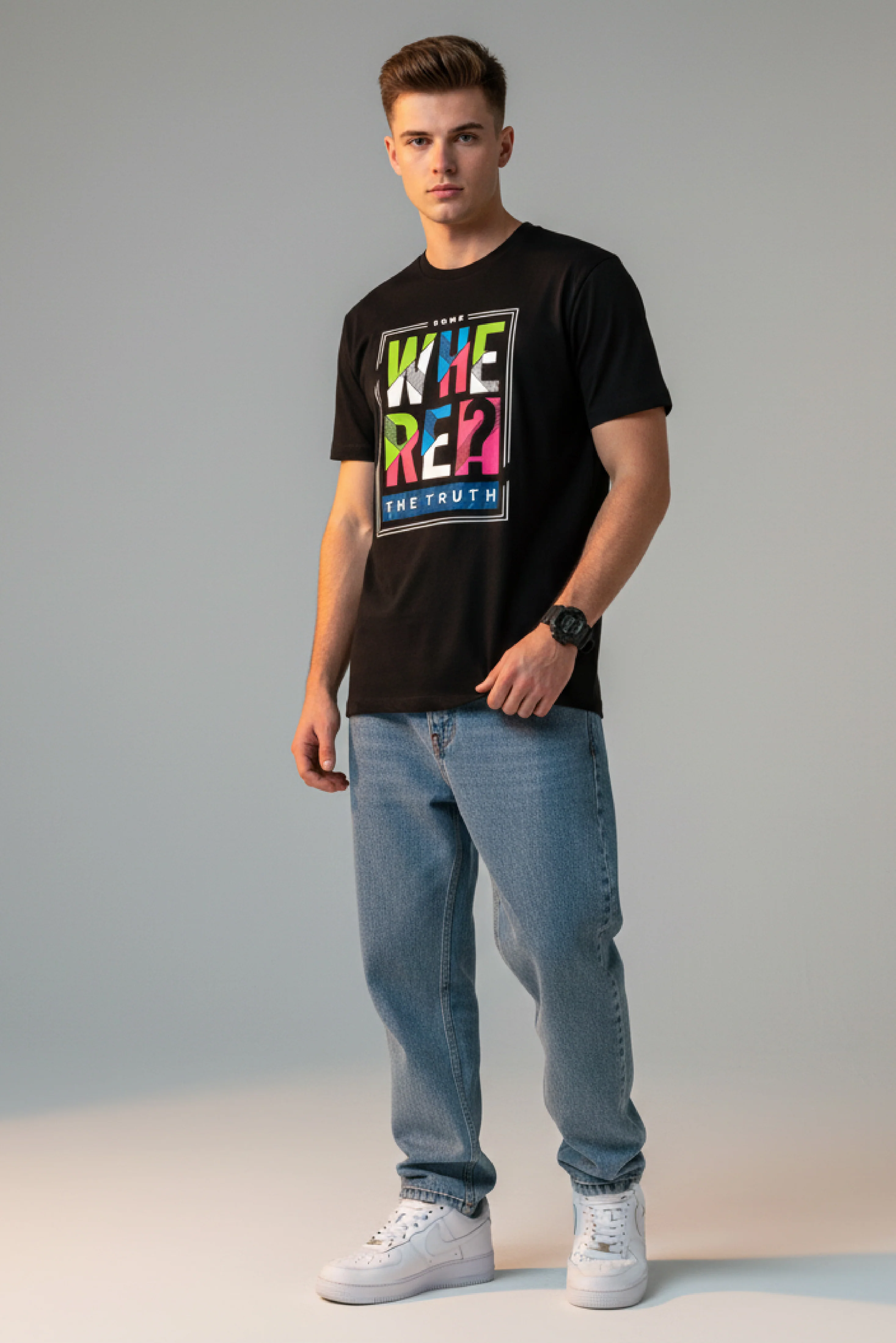 Men Printed Black Cotton Tshirt - Image 6