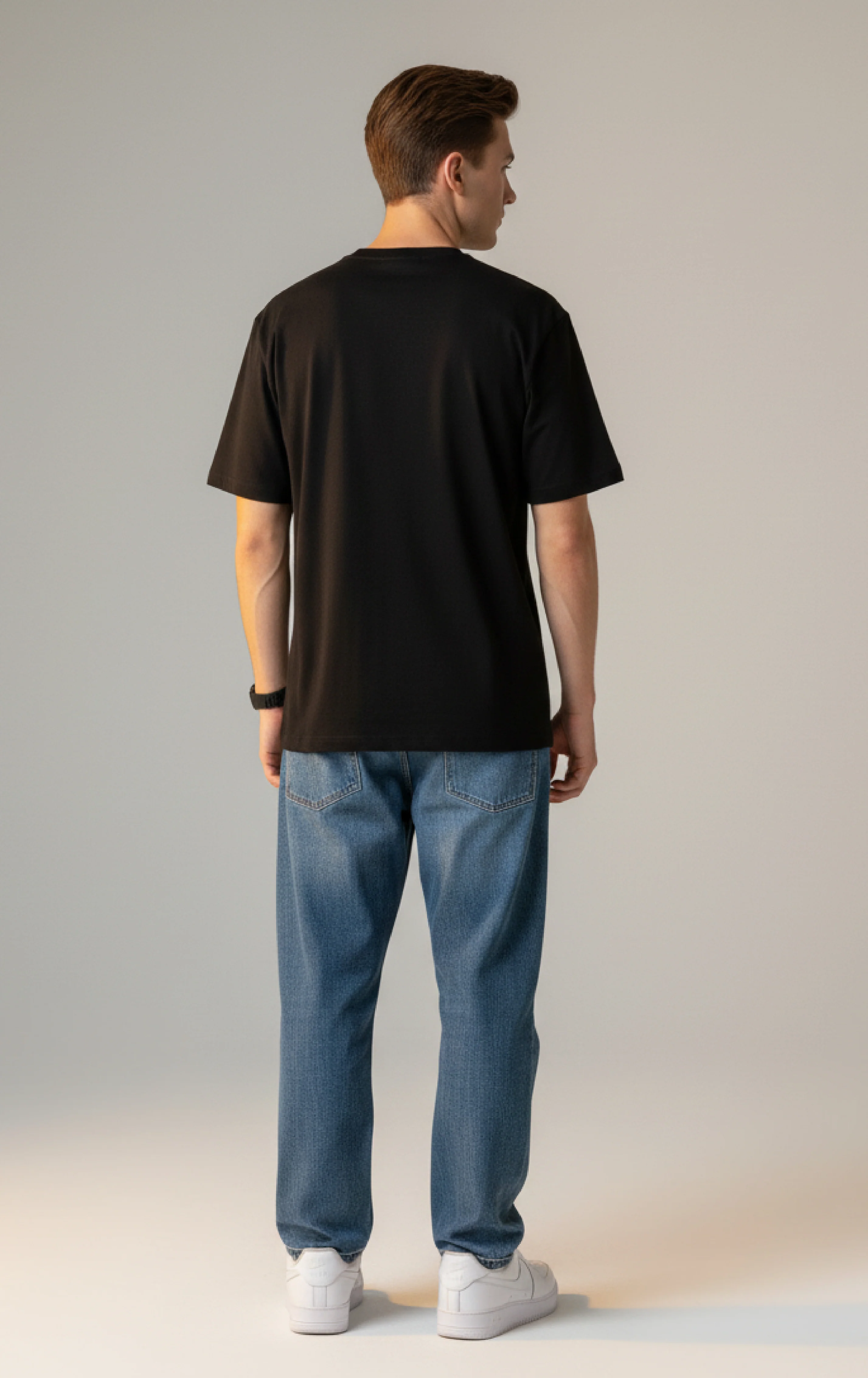 Men Printed Black Cotton Tshirt - Image 2