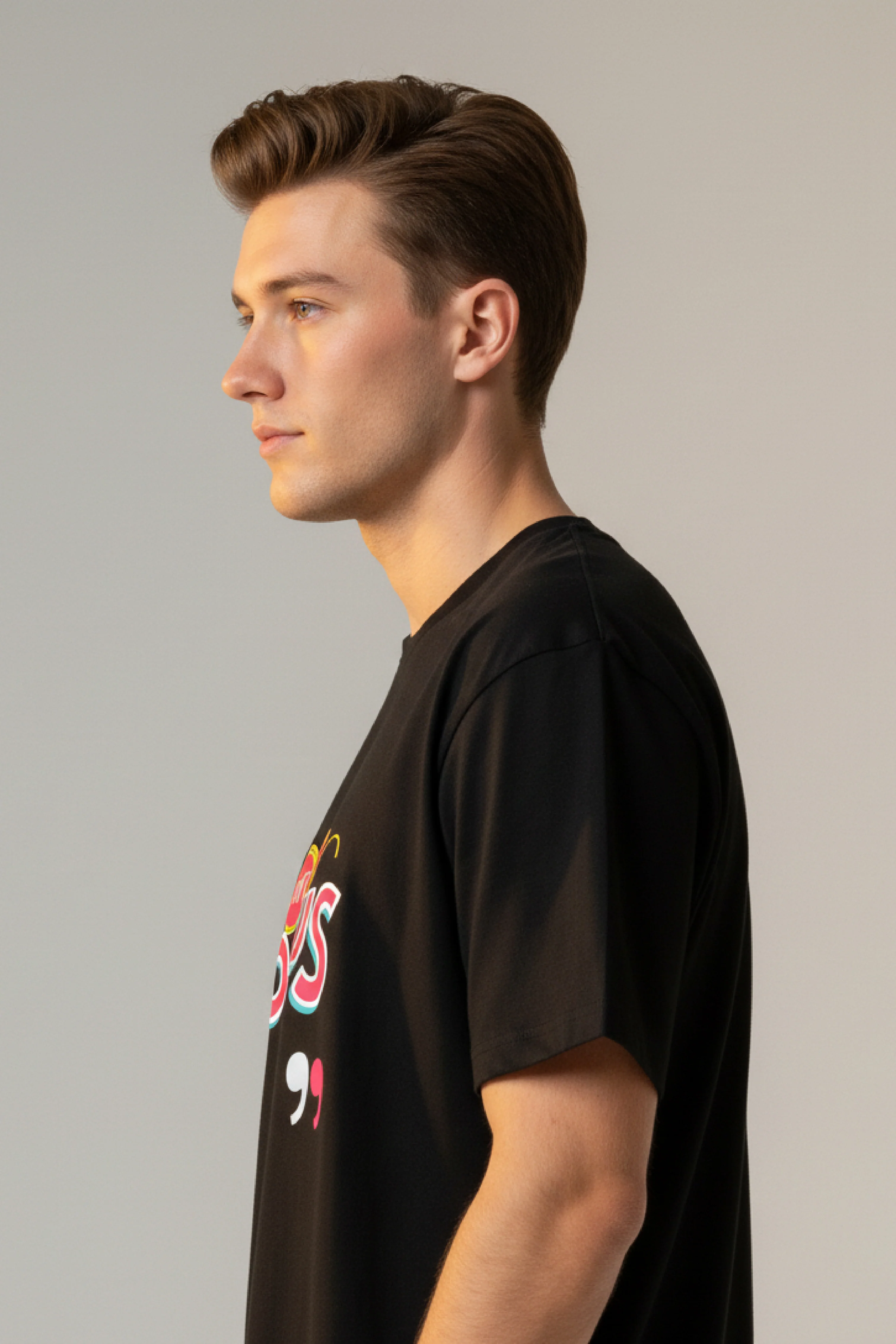 Men Printed Black Cotton Tshirt - Image 4