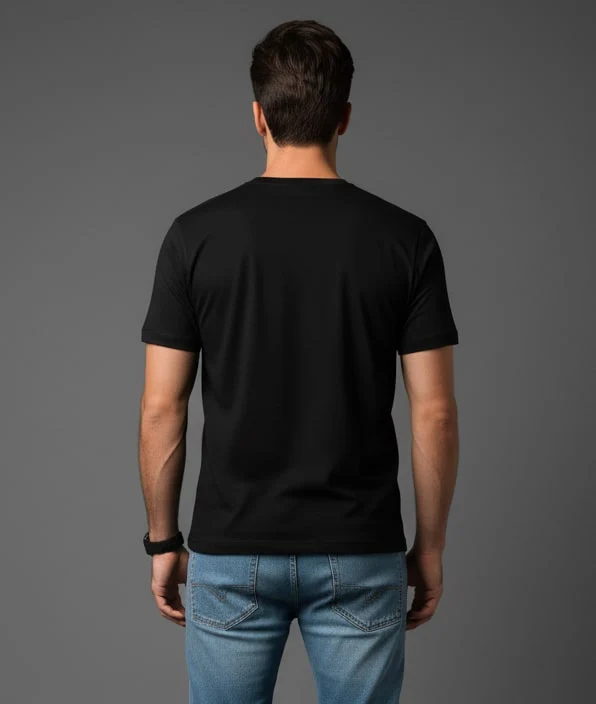 Men Printed Black Cotton Tshirt - Image 3