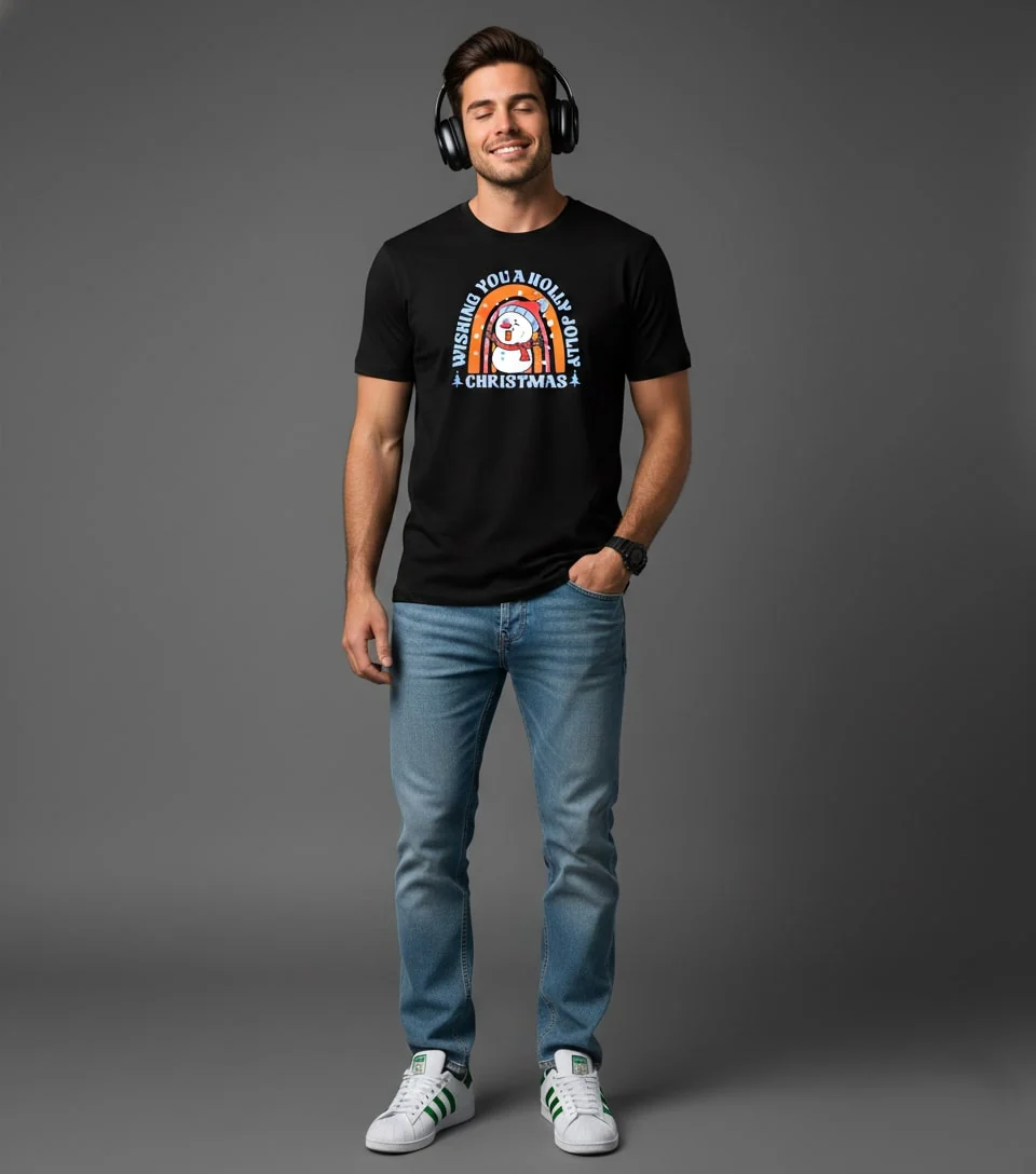 Men Printed Black Cotton Tshirt - Image 7