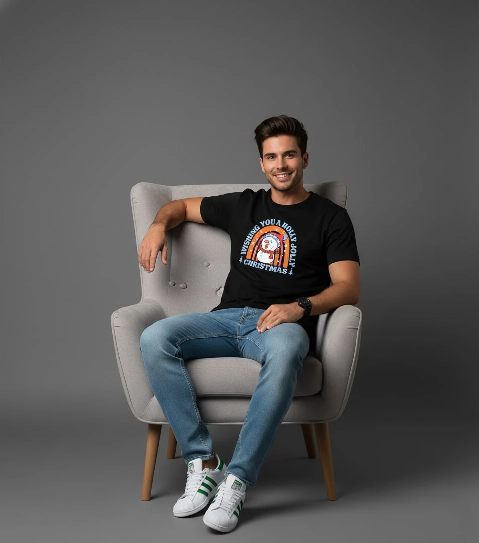 Men Printed Black Cotton Tshirt - Image 8