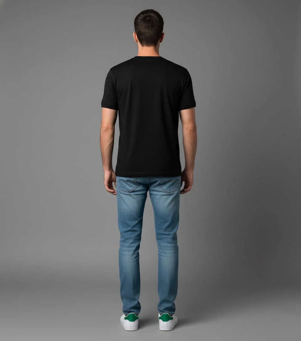 Men Printed Black Cotton Tshirt - Image 7