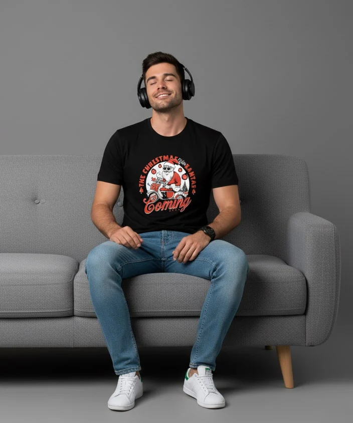 Men Printed Black Cotton Tshirt - Image 8