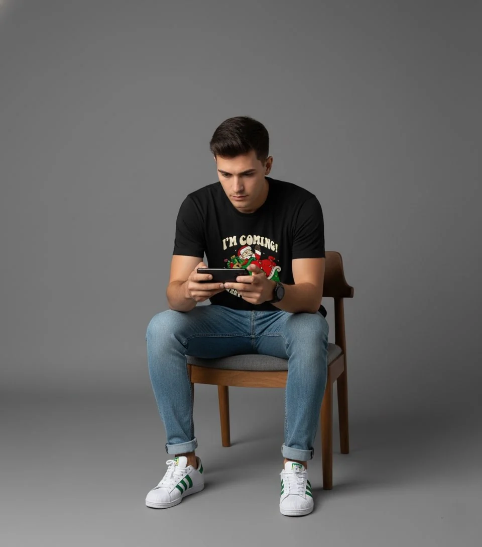 Men Printed Black Cotton Tshirt - Image 5