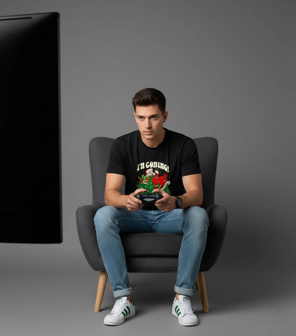 Men Printed Black Cotton Tshirt - Image 8