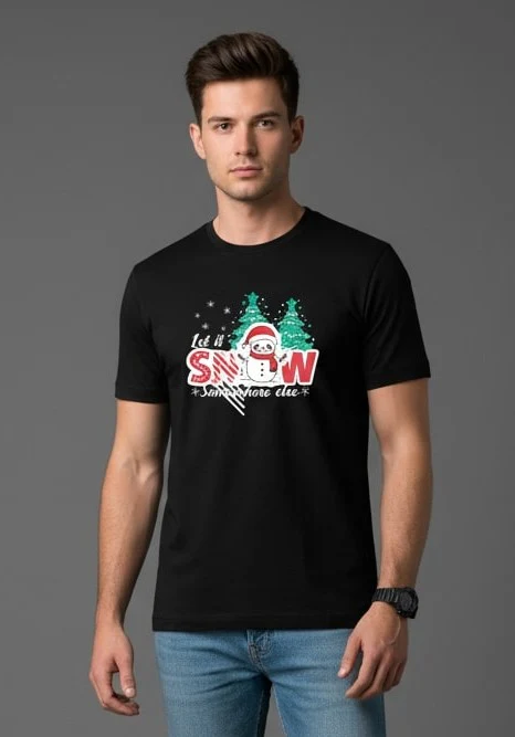 Men Printed Black Cotton Tshirt - Image 4