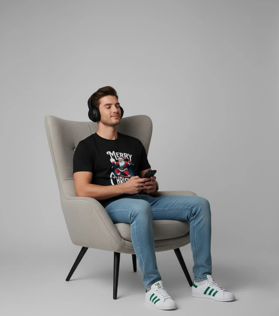 Men Printed Black Cotton Tshirt - Image 5