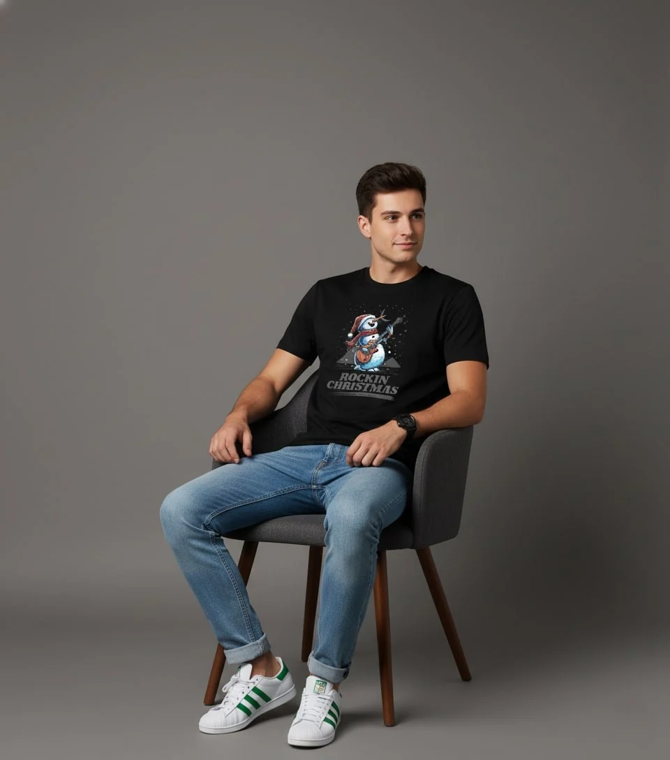 Men Printed Black Cotton Tshirt - Image 5