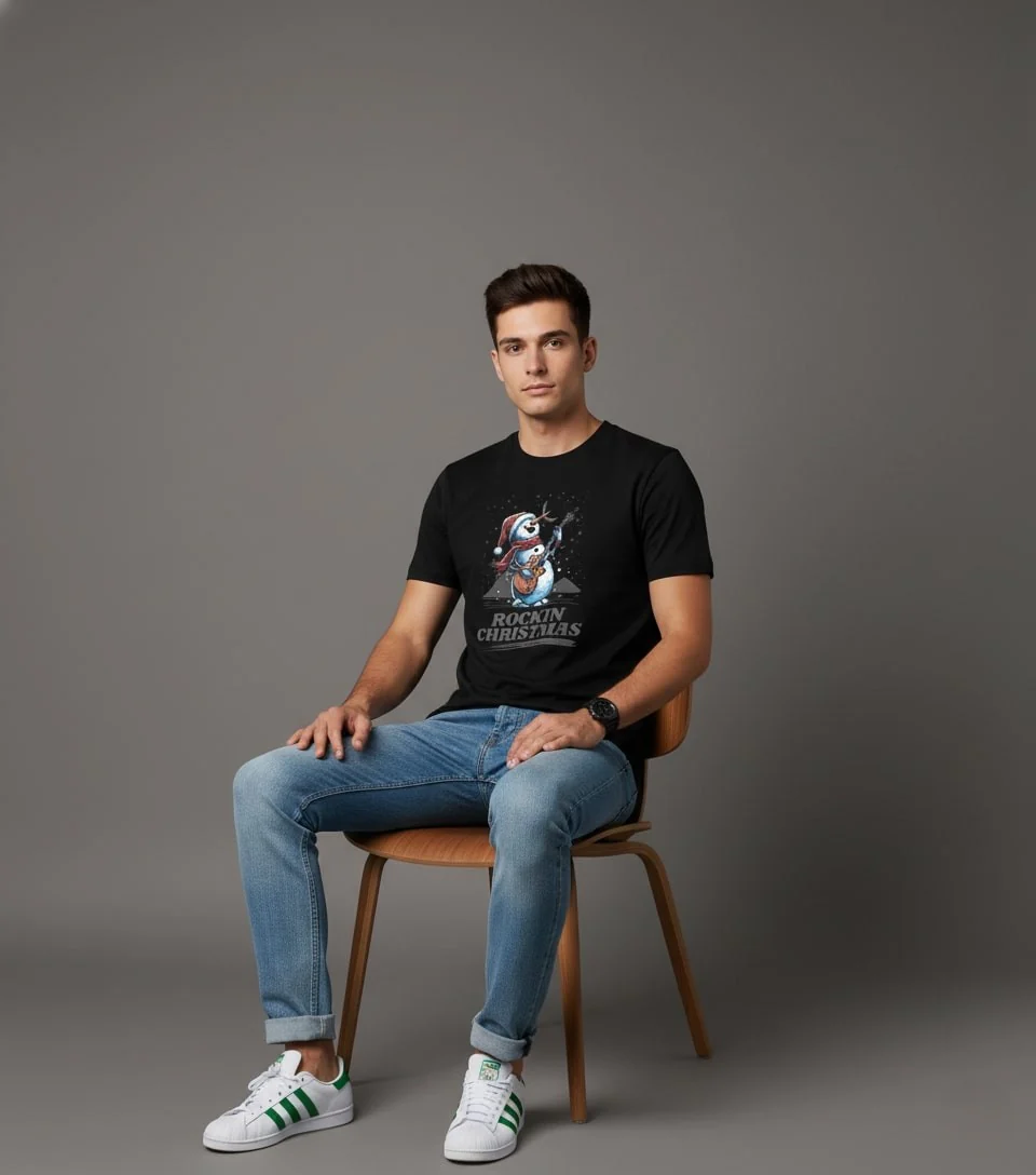 Men Printed Black Cotton Tshirt - Image 6