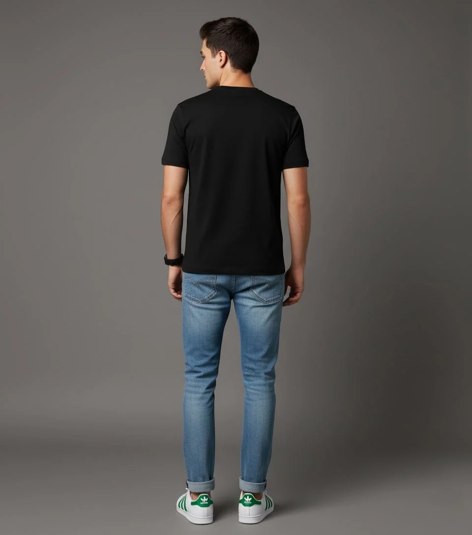Men Printed Black Cotton Tshirt - Image 7