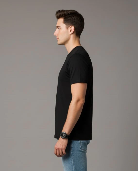 Men Printed Black Cotton Tshirt - Image 3