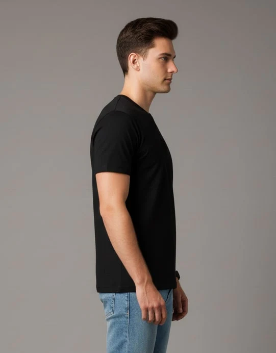 Men Printed Black Cotton Tshirt - Image 5