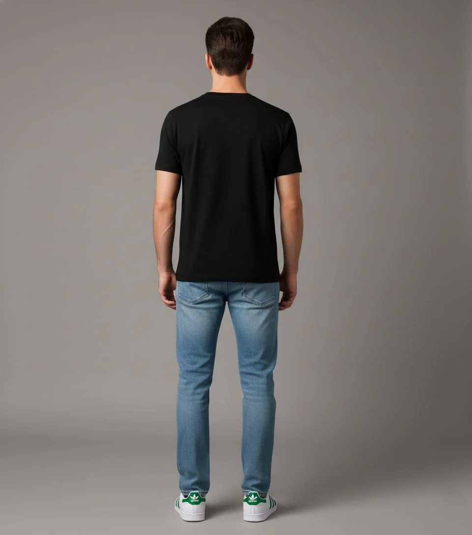 Men Printed Black Cotton Tshirt - Image 6
