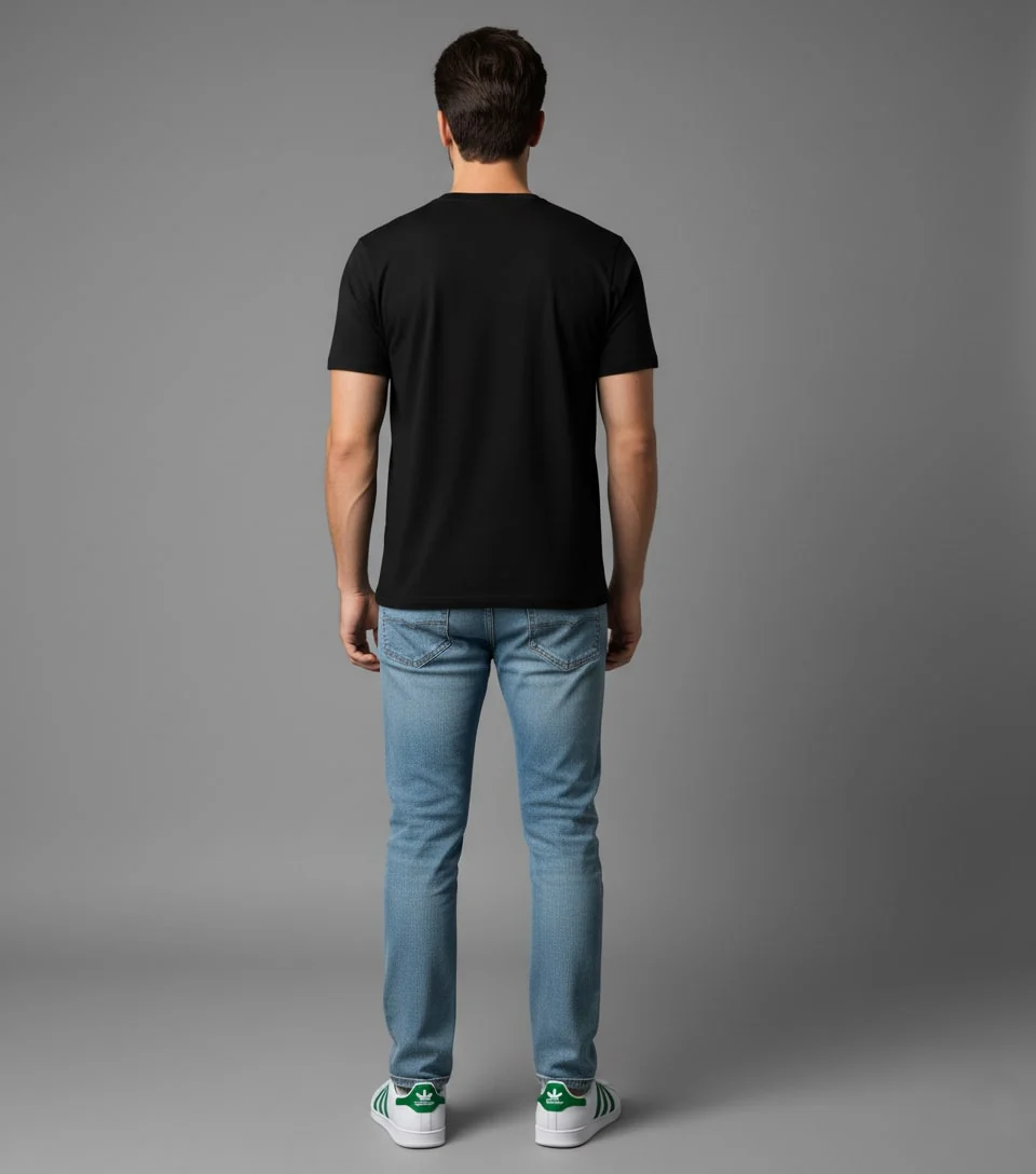 Men Printed Black Cotton Tshirt - Image 3