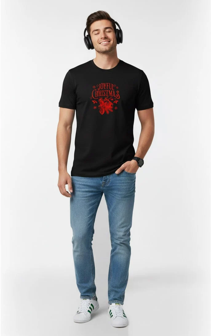 Men Printed Black Cotton Tshirt - Image 4