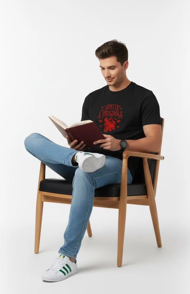 Men Printed Black Cotton Tshirt - Image 5