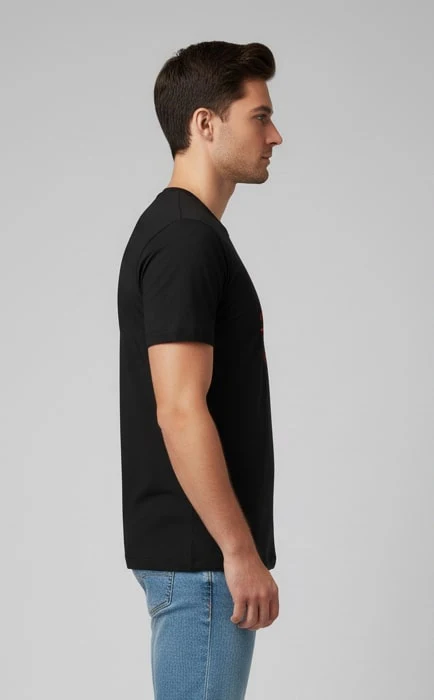 Men Printed Black Cotton Tshirt - Image 7