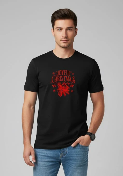Men Printed Black Cotton Tshirt - Image 8