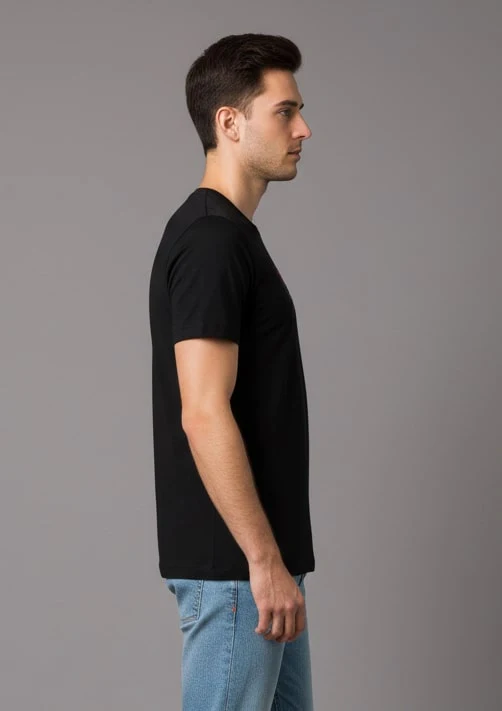 Men Printed Black Cotton Tshirt - Image 6
