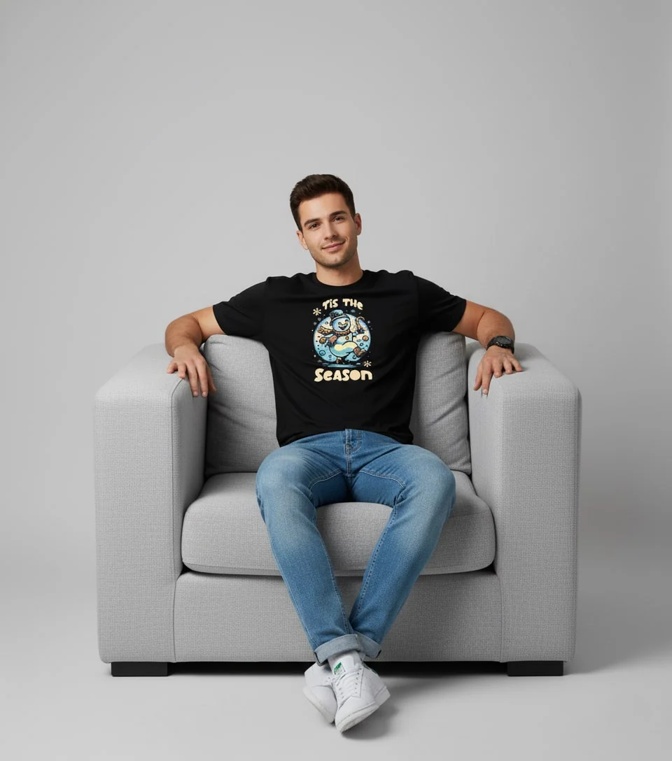 Men Printed Black Cotton Tshirt - Image 10