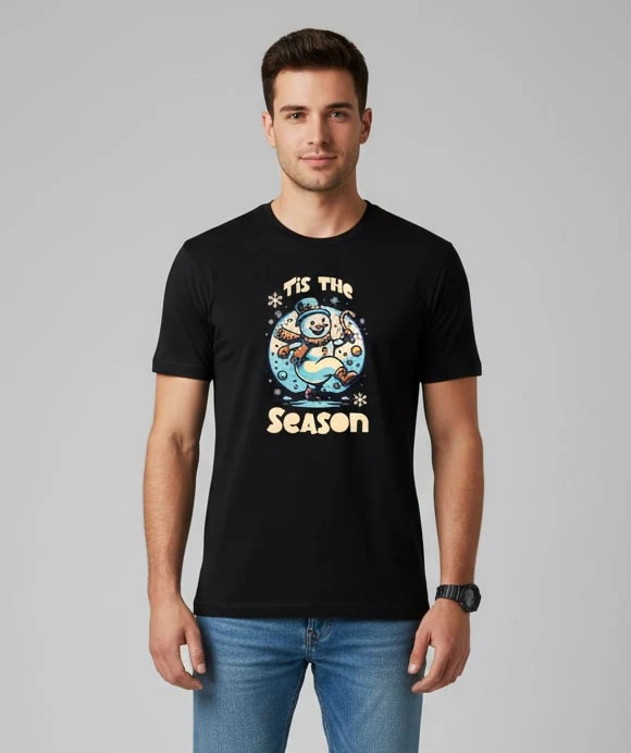 Men Printed Black Cotton Tshirt - Image 6