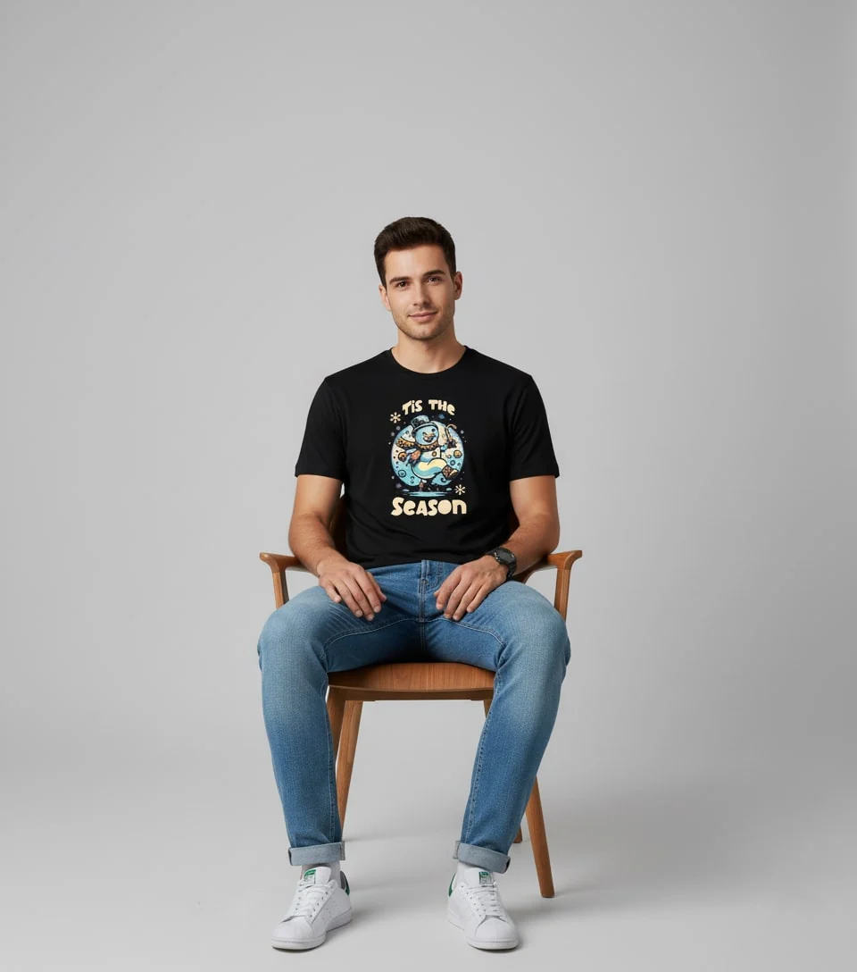 Men Printed Black Cotton Tshirt - Image 7