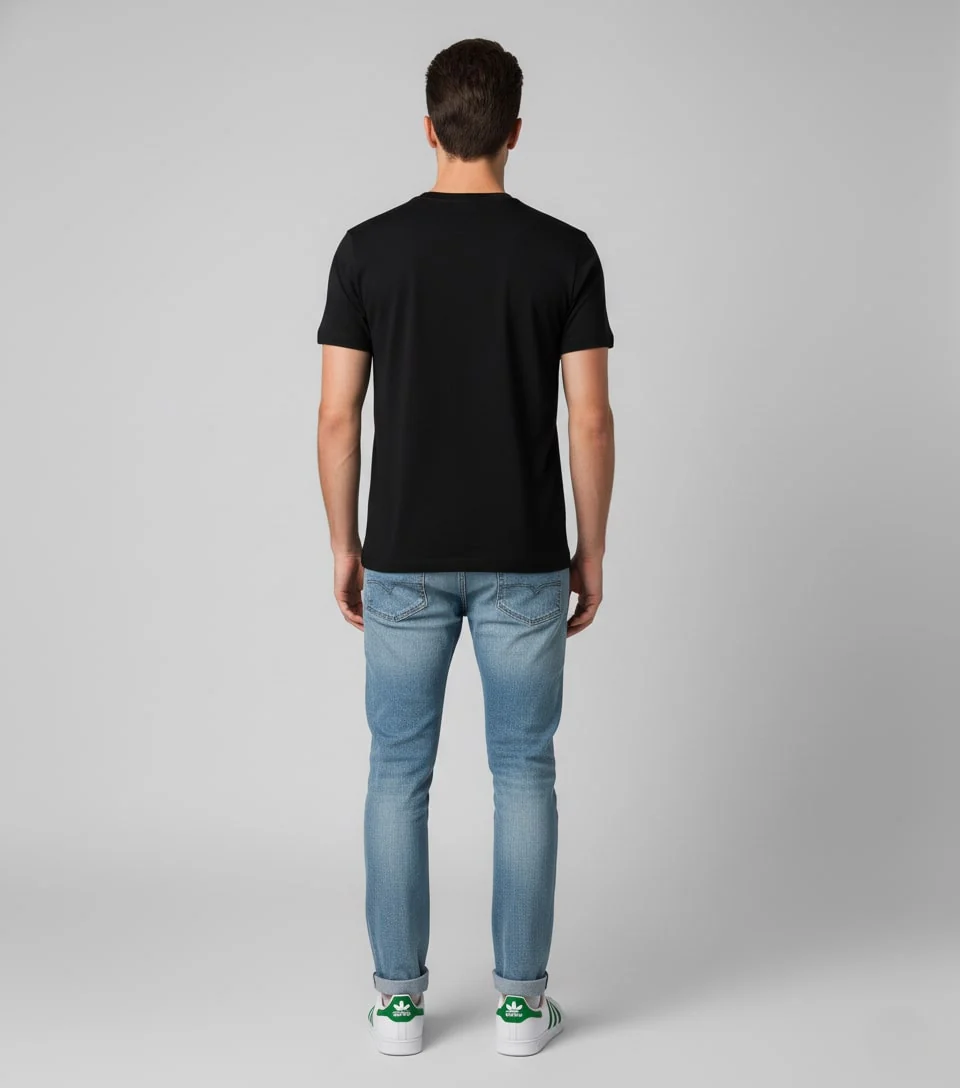 Men Printed Black Cotton Tshirt - Image 8
