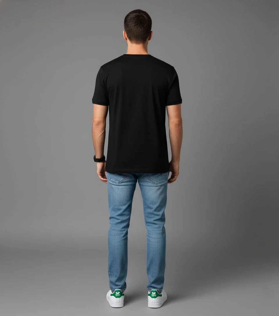 Men Printed Black Cotton Tshirt - Image 5