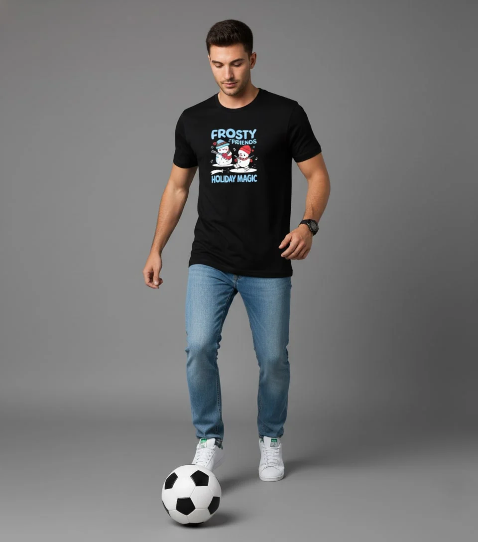 Men Printed Black Cotton Tshirt - Image 7