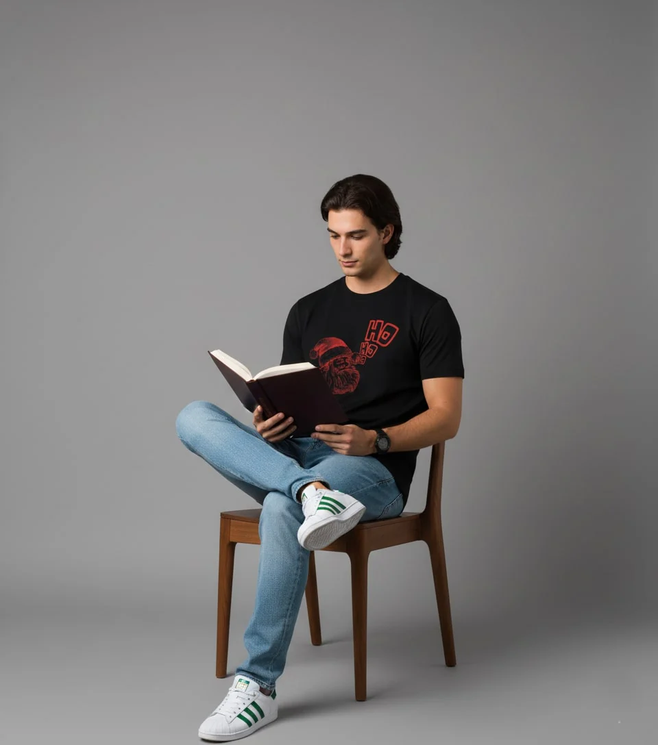 Men Printed Black Cotton Tshirt - Image 2