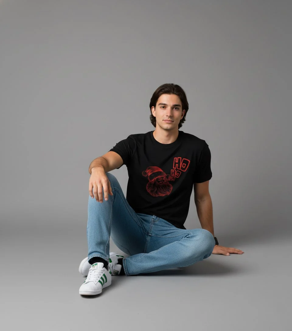 Men Printed Black Cotton Tshirt - Image 3