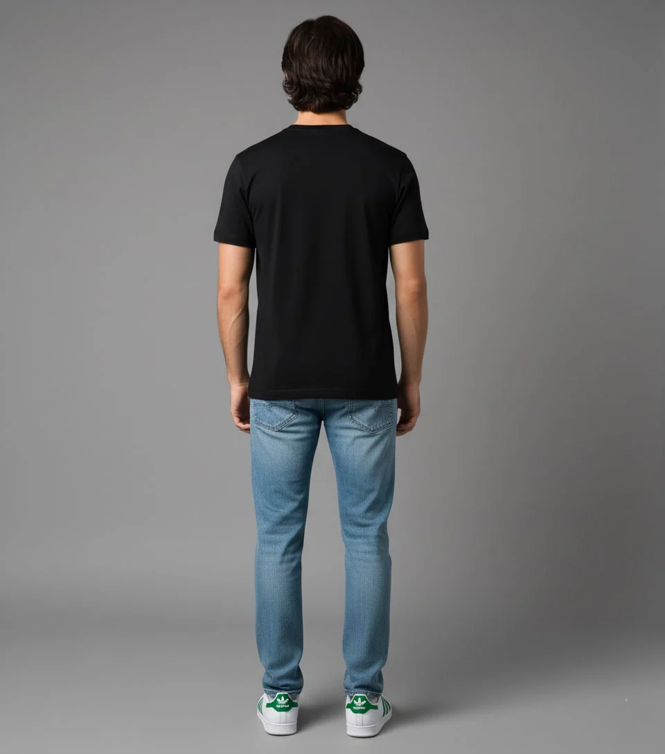 Men Printed Black Cotton Tshirt - Image 5