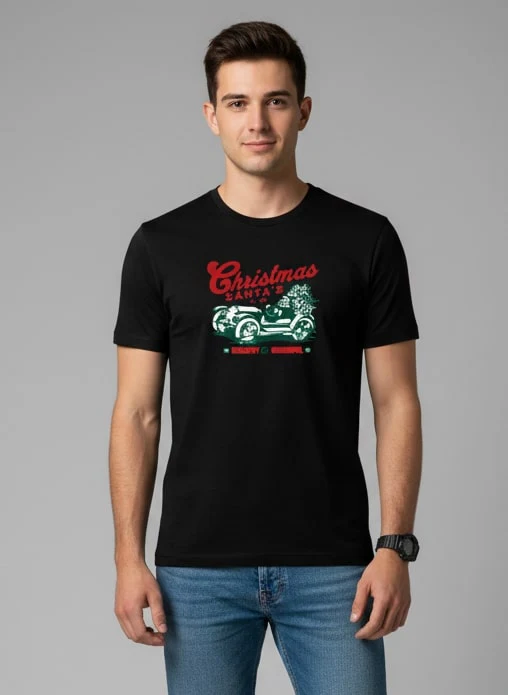 Men Printed Black Cotton Tshirt - Image 5